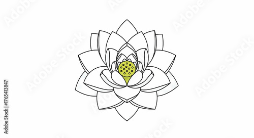 Beautiful minimalist white lotus flower vector illustration on white background spiritual purity yoga meditation nature blossom asian symbol peace