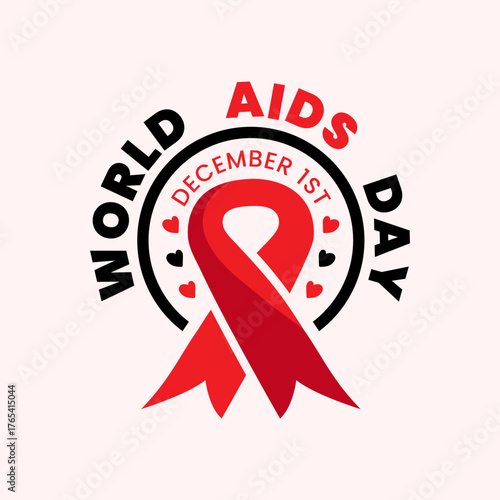 Vector illustration for AIDS awareness with red ribbon