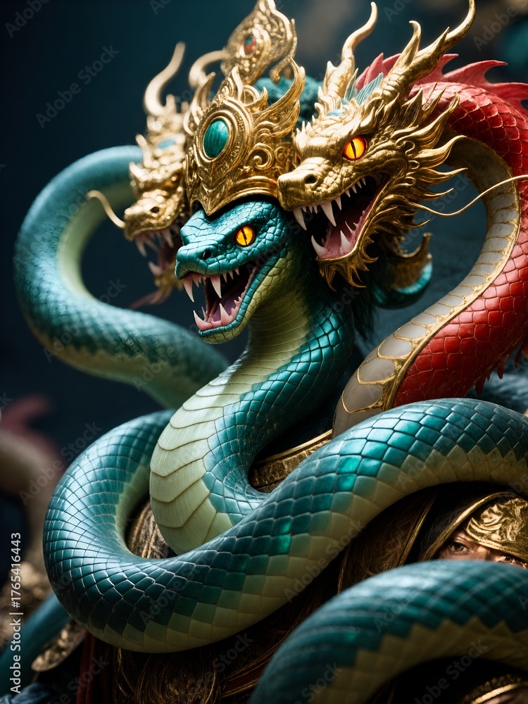 Fototapeta premium Coiling Serpents & Dragon Motifs