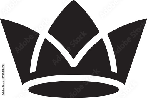Monochromatic stylized crown symbol emblem for royalty leadership authority prestige success power symbol icon graphic design element