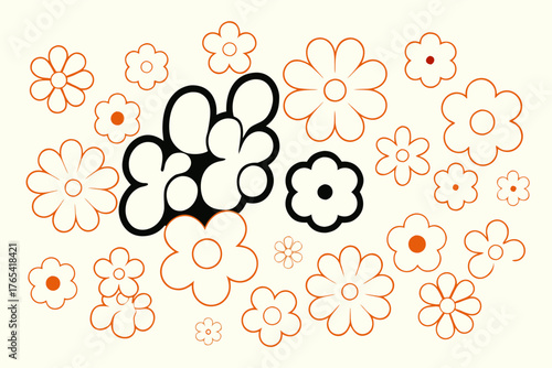 Hand-Drawn Line Art Daisies: Feminine Floral Elements on White