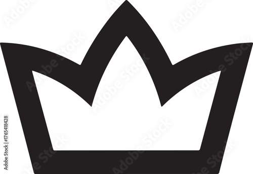 Simple black outline crown symbol icon representing royalty power authority leadership and monopoly for design concepts