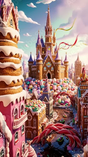 Exploring Whimsical Candy Land Town With Gingerbread Castle and Marshmallow River