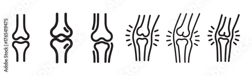 Medical Knee Pain Symptom Icons. Arthritis and Knee Pain Vector Illustration