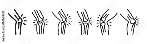 Medical Knee Pain Symptom Icons. Arthritis and Knee Pain Vector Illustration