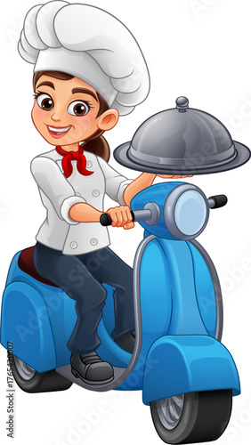 Cartoon female chef woman r...