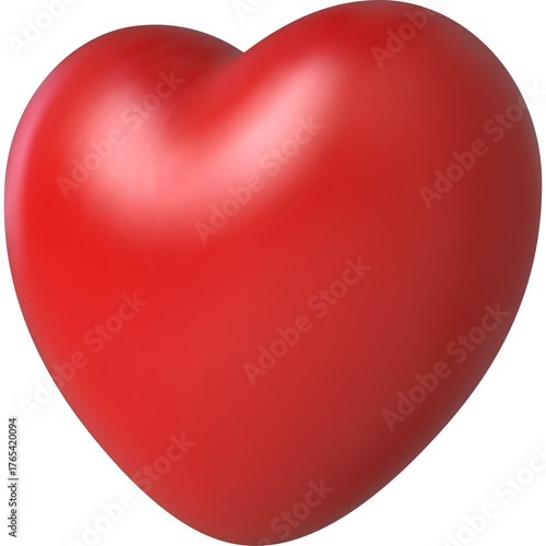 A Single Glossy Red Heart Isolated on a Transparent Background Representing Love and Romance