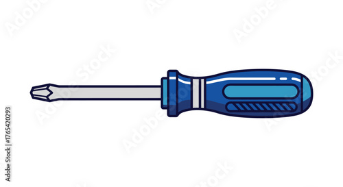 Illustration of a blue screwdriver, a common tool for turning screws