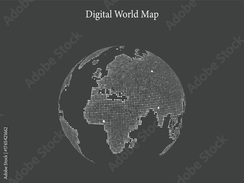 Digital world map illustration global network concept