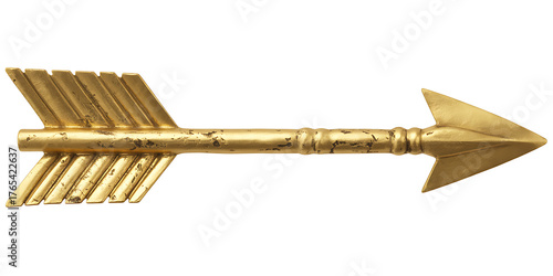 Golden arrow isolated on white background