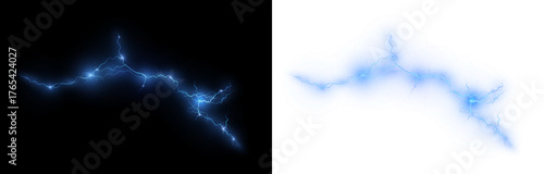 Fotografie Png Blue Electric Lightning Bolt Overlay PNG on transparent background