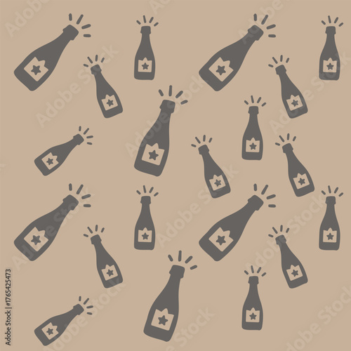 Champagne Bottles with Popping Corks Pattern