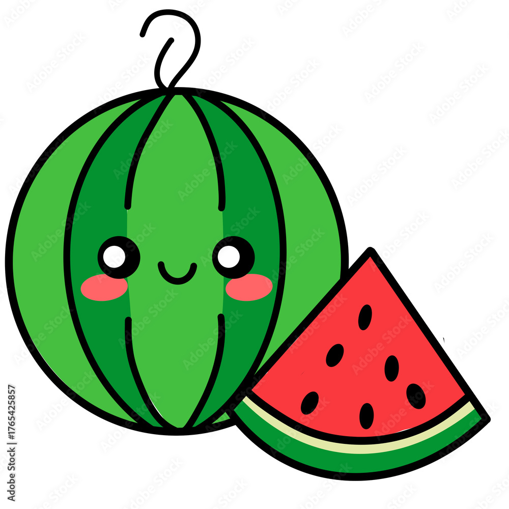 Fototapeta premium Kawaii Watermelon Round
