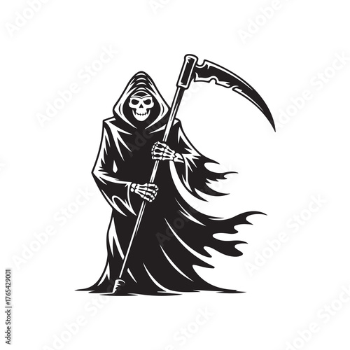 Black Damien Shadow Figure Halloween Vector Design.