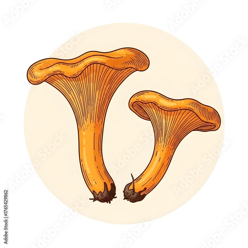 Delicious chanterelle mushrooms ready for gourmet cooking or autumnal culinary designs, showcasing their vibrant color and intricate texture for food lovers