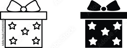 gift box icon vector graphic illustration  with white background flat hand made icon fill icon .