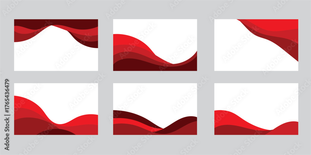 Obraz premium Six Red Wave Backgrounds With White Space abstract