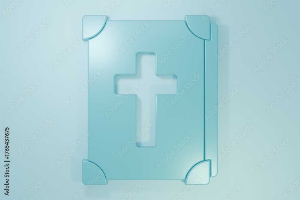 Obraz premium Blue Holy bible book icon isolated on blue background. Minimalism concept. 3D render illustration