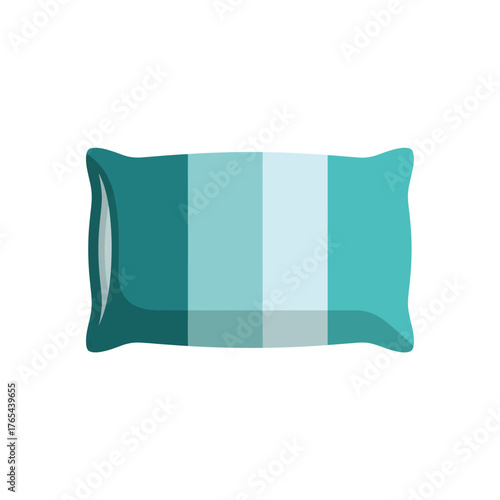 Pillow Vector Illustration, Teal  Blue, Isolated on White, Sleep Comfort
