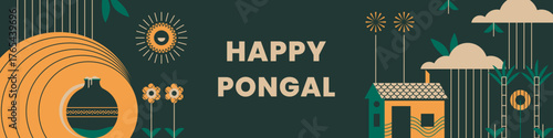 Happy Pongal Festival Celebration Banner