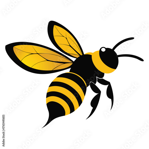 Pollinator Power Icon Stylized Flying Bee Illustration
