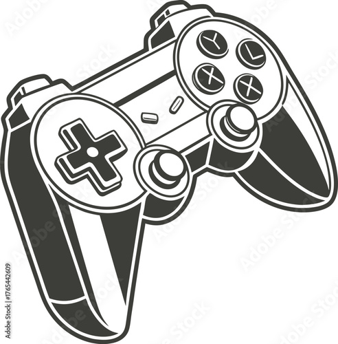 Vintage video game controller isolated on white background