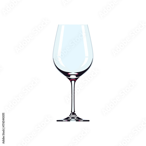 Empty Wine Glass, Isolated on White, Elegant Drinkware Illustration