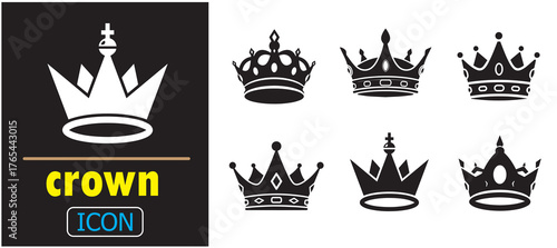 The crown symbol represents power, royalty, and authority Icon Set