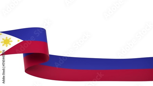Waving Philippines Flag Ribbon on White Background with Alpha