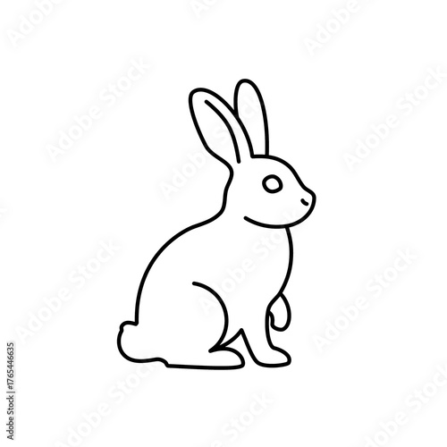 A simple rabbit outline illustration with clean lines and minimal style, capturing the cute animal in an elegant form. Perfect for Easter, nature, pet, wildlife, and minimalist-themed design projects.