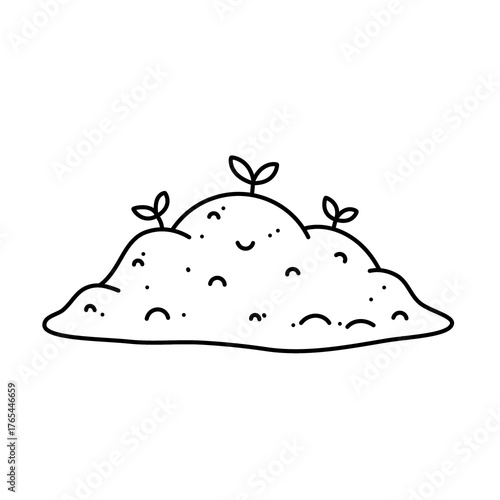 A simple soil outline illustration with clean lines and minimal style. Perfect for gardening, farming, eco projects, environmental themes, nature designs, and sustainable lifestyle visuals.
