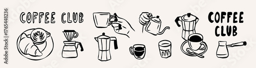 Line art coffee illustrations collection