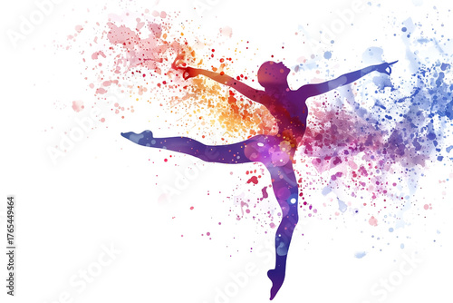 Wallpaper Mural Watercolor image of a girl rhythmic gymnastics athlete. Colorful paints, white background. Abstract vision. The desire to win. Torontodigital.ca