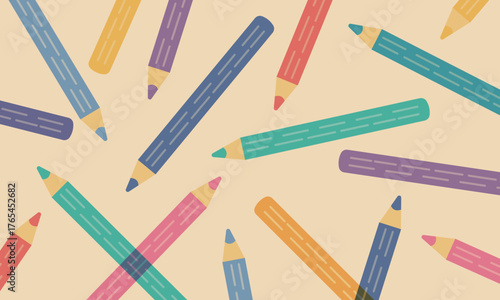 重なり合う色鉛筆の背景