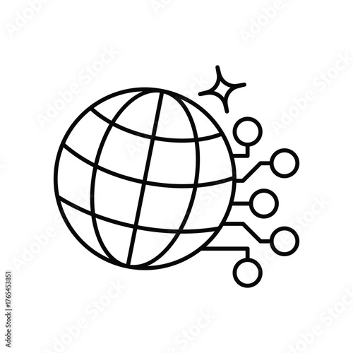 Global Network icon with white background vector stock illustration