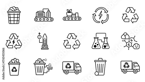 Collection of Recycle Icons Waste Management, Eco-Friendly, and Sustainable Practices