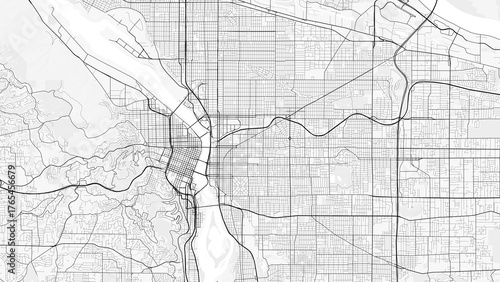 Portland City Map. Minimalist black and white line art poster for printing, wallpaper, wall art for home and office decor