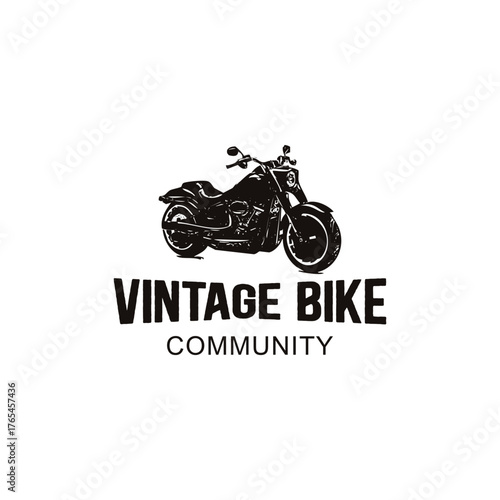 Vintage Bike Community Logo Featuring a Classic Motorcycle Design Symbolizing Heritage Enthusiasm