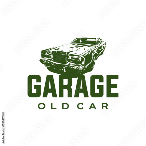 Vintage Garage: Nostalgic Automotive Design with Classic Car Silhouette and Bold Typography