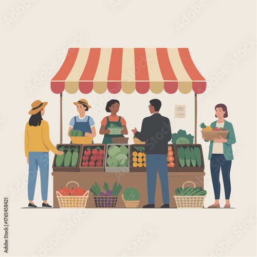 Lively Outdoor Market for Healthy Food