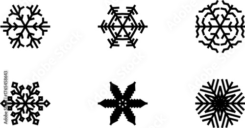 Snowflakes background isolated vector, snowflakes group with stars banner, Christmas border decoration. Happy New Year 2026. Snowflake set. Snowflake snow freeze winter thin line icon