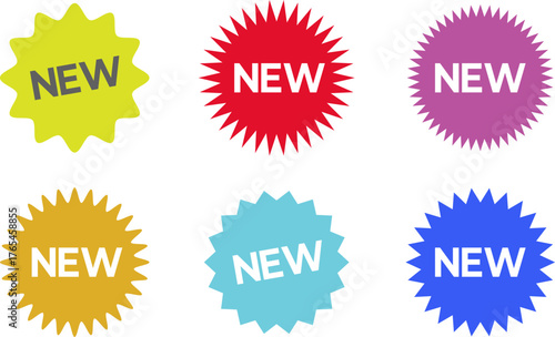 New sticker set, discount sticker, special price, advertising campaign, jagged starburst sticker icon, sale sticker. Stickers for New Arrival shop product tags, new labels or sale badges and banners