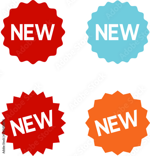 New sticker set, discount sticker, special price, advertising campaign, jagged starburst sticker icon, sale sticker. Stickers for New Arrival shop product tags, new labels or sale badges and banners