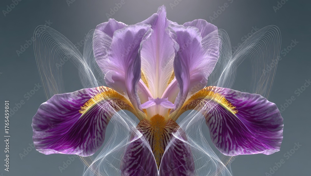 Fototapeta premium Iris close-up with digital ethereal smoke overlay