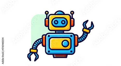 blue robot with a blank sign