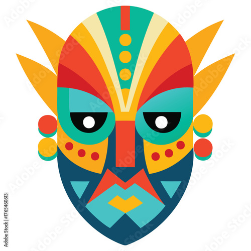Generative Design Traditional Tribal Mask Icon Ethnic Culture Graphic