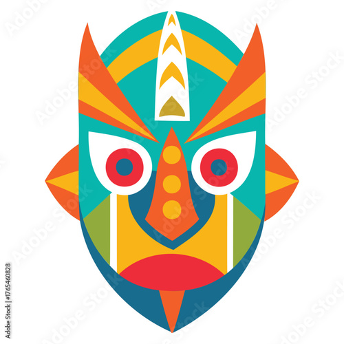 Generative Design Traditional Tribal Mask Icon Ethnic Culture Graphic