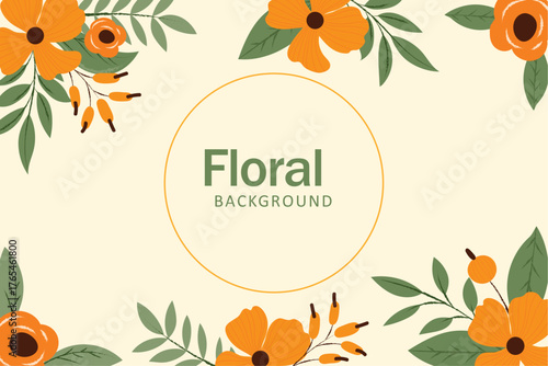 Colorful floral background in flat style