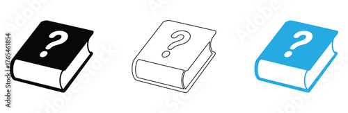 Book with question mark icon represents knowledge, mystery, or learning,book with question icon. Represents knowledge, learning, education,  and unanswered questions.