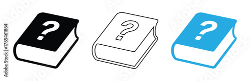 Book with question mark icon represents knowledge, mystery, or learning,book with question icon. Represents knowledge, learning, education,  and unanswered questions.